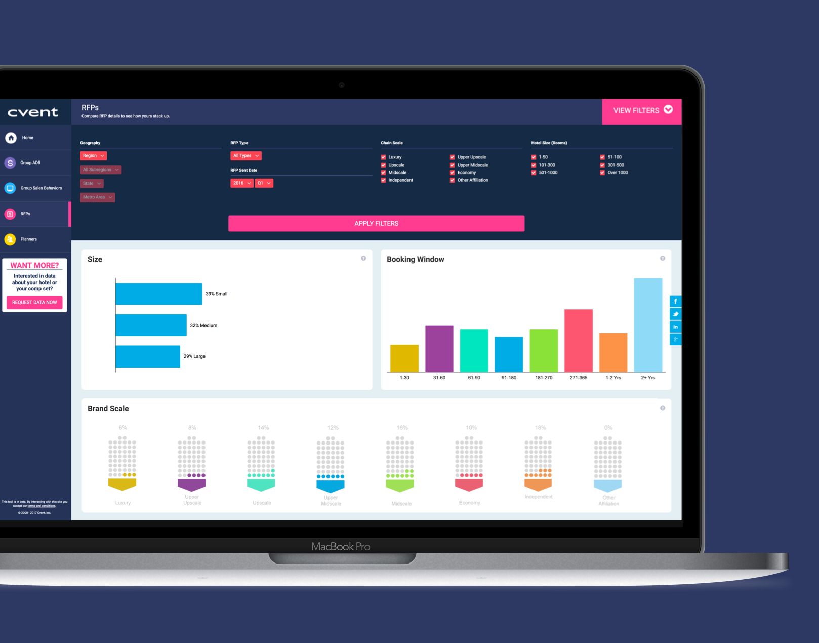 Cvent screen on laptop